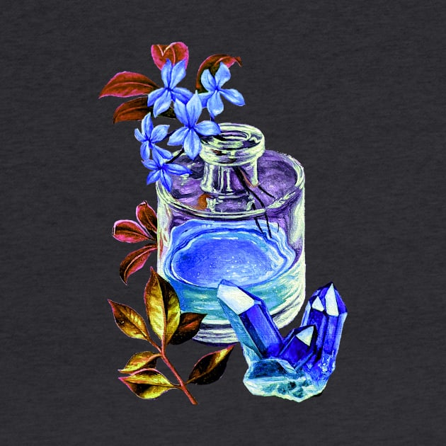 Blue flowers in glass vase painting -Art by LukjanovArt